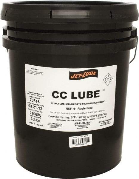 Jet-Lube - 35 Lb Pail Synthetic General Purpose Grease - Clear, Food Grade, 400°F Max Temp, NLGIG 1-1/2, - Exact Tool & Supply