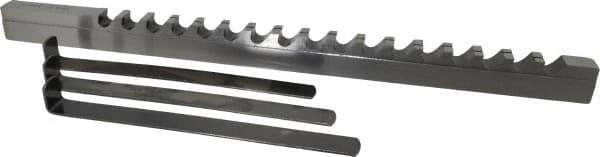 Dumont Minute Man - 1/2" Keyway Width, Style D, Keyway Broach - High Speed Steel, Bright Finish, 9/16" Broach Body Width, 1" to 6" LOC, 13-7/8" OAL, 9,800 Lbs Pressure for Max LOC - Exact Tool & Supply