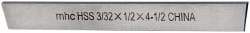 Interstate - 3/32 Inch Wide x 1/2 Inch High x 4-1/2 Inch Long, Parallel Cutoff Blade - M2 Grade, Bright Finish - Exact Tool & Supply