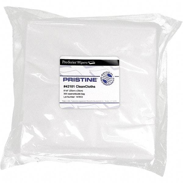 PRO-SOURCE - Flat Fold Clean Room/Lab/Critical Task Wipes - Bag, 9" x 9" Sheet Size, White - Exact Tool & Supply