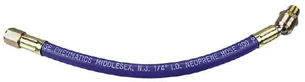 Coilhose Pneumatics - 1/4" ID 1' Long Lead-In Whip Hose - FNPT x MNPT Ball Swivel Ends, 300 Working psi, -40 to 212°F, 1/4" Fitting, - Exact Tool & Supply