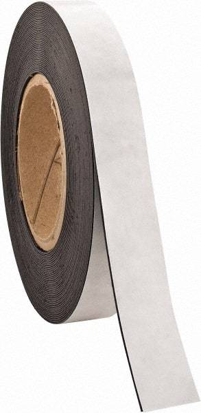 Made in USA - 50' Long x 1" Wide Flexible Magnetic Strip - 4 Lb Max Pull Force, Adhesive Back, Black - Exact Tool & Supply