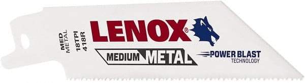 Lenox - 4" Long x 3/4" Thick, Bi-Metal Reciprocating Saw Blade - Tapered Profile, 18 TPI, Toothed Edge, Universal Shank - Exact Tool & Supply