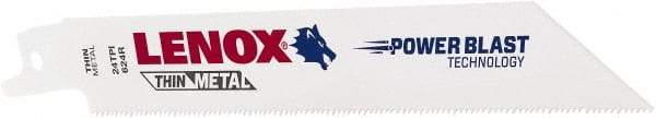 Lenox - 6" Long x 3/4" Thick, Bi-Metal Reciprocating Saw Blade - Tapered Profile, 24 TPI, Toothed Edge, Universal Shank - Exact Tool & Supply