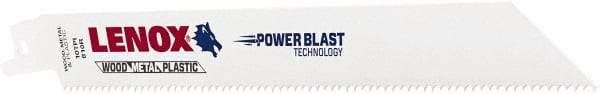 Lenox - 8" Long x 3/4" Thick, Bi-Metal Reciprocating Saw Blade - Tapered Profile, 10 TPI, Toothed Edge, Universal Shank - Exact Tool & Supply