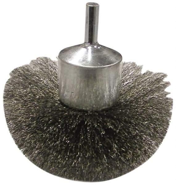 Anderson - 3" Brush Diam, Crimped, Flared End Brush - 1/4" Diam Shank, 16,000 Max RPM - Exact Tool & Supply