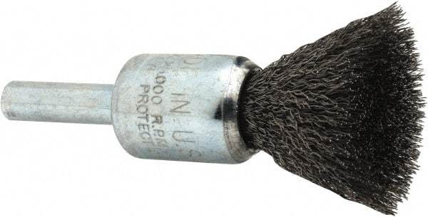 Anderson - 1/2" Brush Diam, Crimped, End Brush - 1/4" Diam Shank, 25,000 Max RPM - Exact Tool & Supply