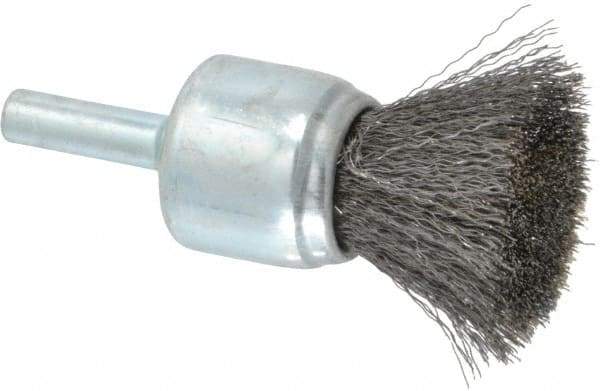 Anderson - 3/4" Brush Diam, Crimped, End Brush - 1/4" Diam Shank, 22,000 Max RPM - Exact Tool & Supply