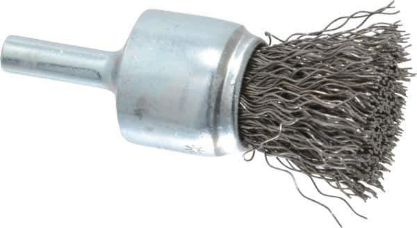 Anderson - 3/4" Brush Diam, Crimped, End Brush - 1/4" Diam Shank, 22,000 Max RPM - Exact Tool & Supply