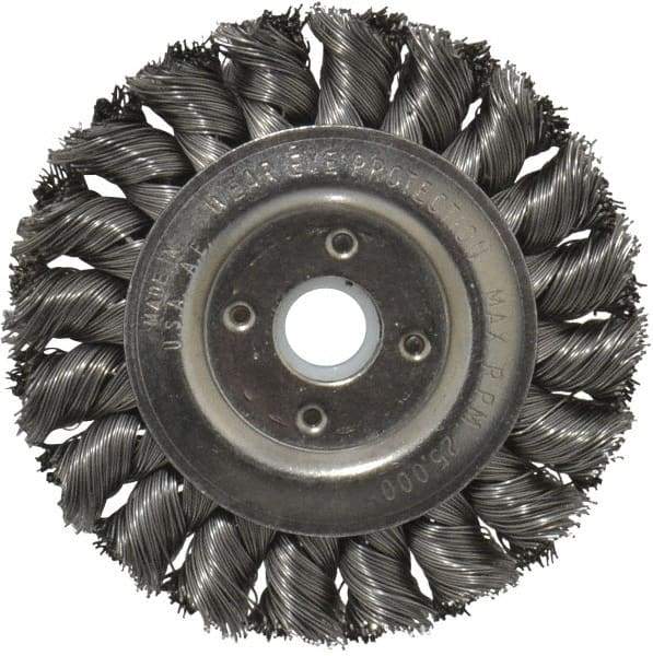 Anderson - 3" OD, 1/2" Arbor Hole, Knotted Steel Wheel Brush - 3/8" Face Width, 5/8" Trim Length, 0.014" Filament Diam, 25,000 RPM - Exact Tool & Supply
