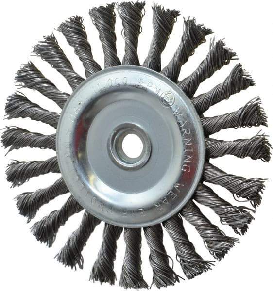 Anderson - 6" OD, 5/8" Arbor Hole, Knotted Steel Wheel Brush - 1/2" Face Width, 1-7/16" Trim Length, 0.025" Filament Diam, 9,000 RPM - Exact Tool & Supply