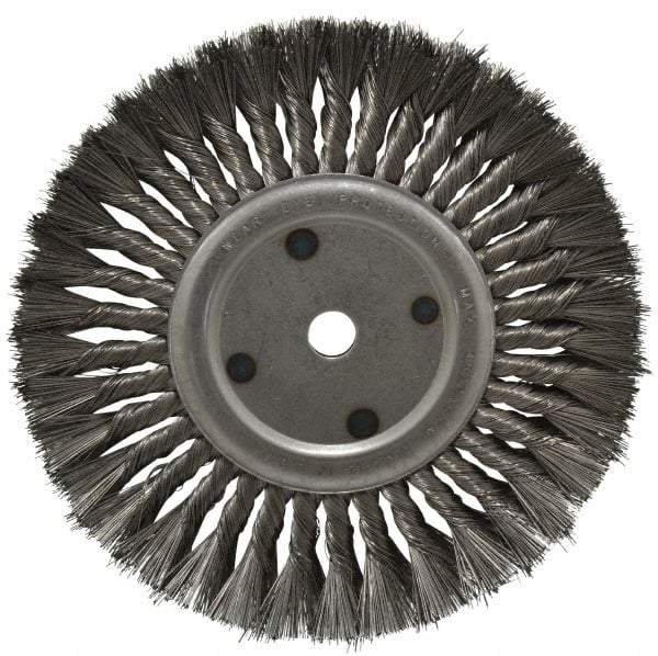 Anderson - 10" OD, 3/4" Arbor Hole, Knotted Steel Wheel Brush - 11/16" Face Width, 2-1/4" Trim Length, 0.016" Filament Diam, 4,500 RPM - Exact Tool & Supply