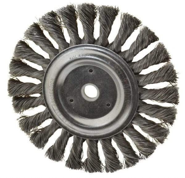 Anderson - 6" OD, 1/2" Arbor Hole, Knotted Steel Wheel Brush - 1/2" Face Width, 1-7/16" Trim Length, 0.0118" Filament Diam, 9,000 RPM - Exact Tool & Supply