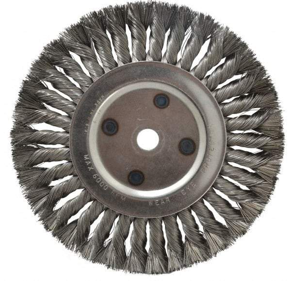 Anderson - 8" OD, 5/8" Arbor Hole, Knotted Steel Wheel Brush - 5/8" Face Width, 1-3/4" Trim Length, 0.016" Filament Diam, 6,000 RPM - Exact Tool & Supply