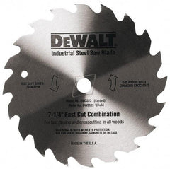 DeWALT - 7-1/4" Diam, 5/8" Arbor Hole Diam, 140 Tooth Wet & Dry Cut Saw Blade - Steel, Smooth Action, Standard Round Arbor - Exact Tool & Supply