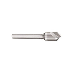 SGS - 3/8" Head Diam, 1/4" Shank Diam, 1 Flute 90° Solid Carbide Countersink - Bright Finish, 2-13/16" OAL, Single End, Straight Shank, Right Hand Cut - Exact Tool & Supply