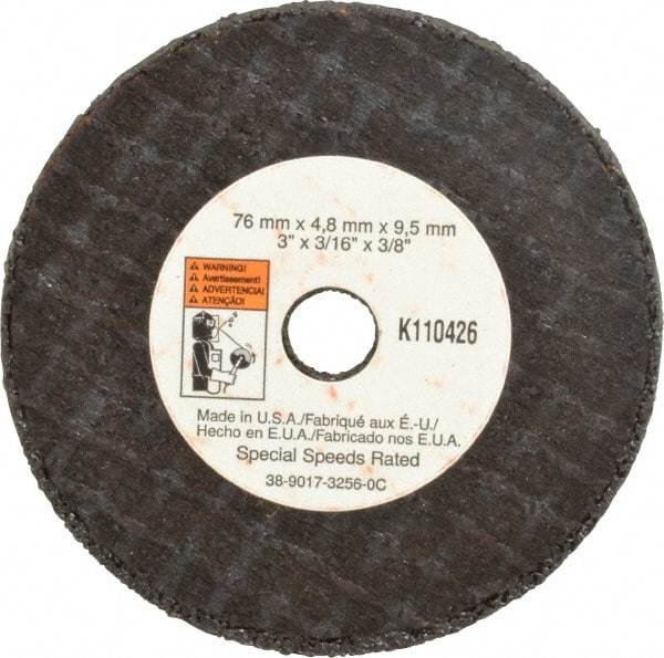 3M - 3" Aluminum Oxide Cutoff Wheel - 3/16" Thick, 3/8" Arbor, 20,375 Max RPM, Use with Die Grinders - Exact Tool & Supply