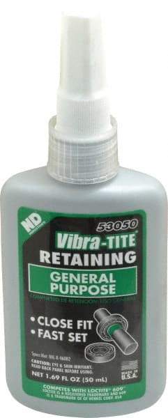 Vibra-Tite - 50 mL Bottle, Green, High Strength Liquid Retaining Compound - Series 530, 24 hr Full Cure Time - Exact Tool & Supply