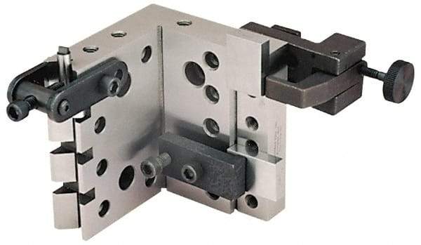 Suburban Tool - 4" Wide x 4" Deep x 4-1/2" High Steel Precision-Ground Angle Plate - V-Step Plate, Machined Holes on Surface, Open End, 1" Thick, Pair of Plates - Exact Tool & Supply