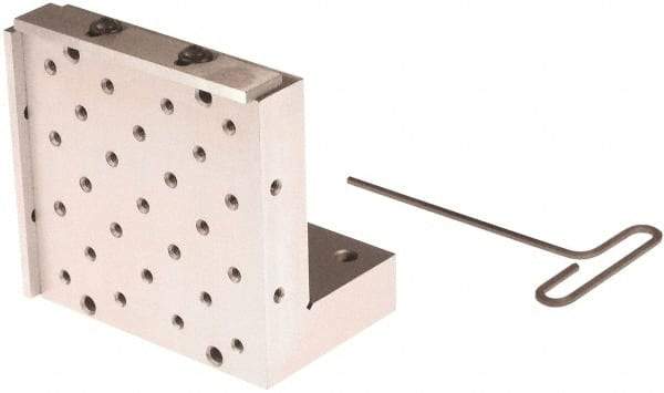 Suburban Tool - 6" Wide x 6" Deep x 4" High Steel Precision-Ground Angle Plate - Standard Plate, Machined Holes on Surface, Open End, 1-1/4" Thick, Pair of Plates - Exact Tool & Supply