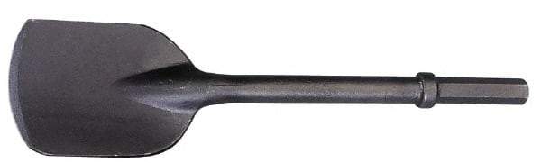 Made in USA - 5-1/2" Head Width, 22" OAL, 1-1/8" Shank Diam, Spade Chisel - Hex Drive, Hex Shank, Alloy Steel - Exact Tool & Supply