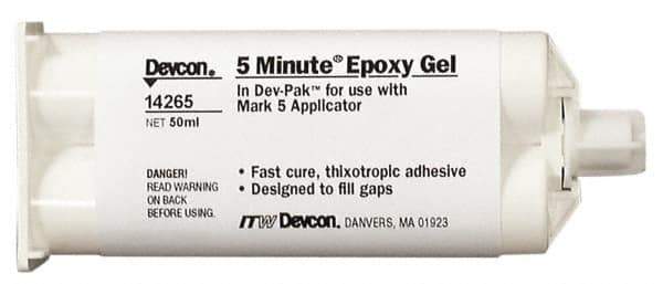 Devcon - 50 mL Cartridge Two Part Epoxy - 4 to 7 min Working Time, 2,500 psi Shear Strength - Exact Tool & Supply