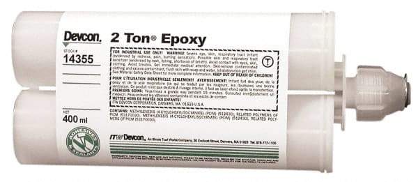 Devcon - 400 mL Cartridge Two Part Epoxy - 8 to 12 min Working Time, 2,250 psi Shear Strength - Exact Tool & Supply