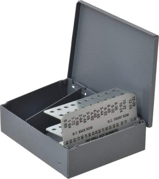 Huot - #0-80 to #12-28 Tap Storage - 3-1/4" Wide x 4-1/2" Deep x 1" High, Steel - Exact Tool & Supply