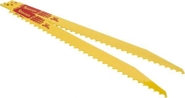 Starrett - 12" Long x 3/4" Thick, Bi-Metal Reciprocating Saw Blade - Tapered Profile, 3 TPI, Toothed Edge, Universal Shank - Exact Tool & Supply