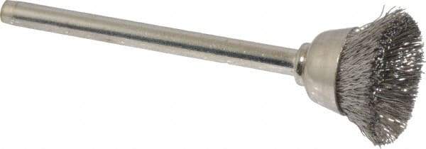 Anderson - 9/16" Diam, 1/8" Shank Diam, Stainless Steel Fill Cup Brush - 0.005 Wire Diam, 25,000 Max RPM - Exact Tool & Supply