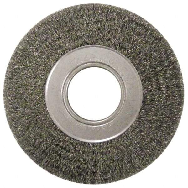 Anderson - 7" OD, 2" Arbor Hole, Crimped Steel Wheel Brush - 1-3/4" Face Width, 1-5/8" Trim Length, 0.0118" Filament Diam, 6,000 RPM - Exact Tool & Supply