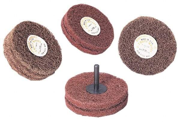 Standard Abrasives - 5" Diam x 2" Thick, Medium Mounted Scrubber Buffing Wheel - 2 Ply, Very Fine Grade, 1/4" Shank Diam, 4,000 RPM - Exact Tool & Supply