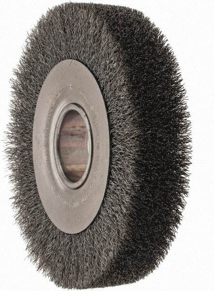 Anderson - 8" OD, 2" Arbor Hole, Crimped Steel Wheel Brush - 1-5/8" Face Width, 1-1/2" Trim Length, 0.01" Filament Diam, 4,500 RPM - Exact Tool & Supply