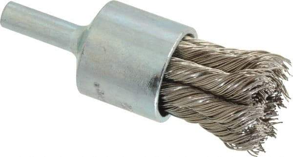 Anderson - 3/4" Brush Diam, Knotted, End Brush - 1/4" Diam Shank, 22,000 Max RPM - Exact Tool & Supply