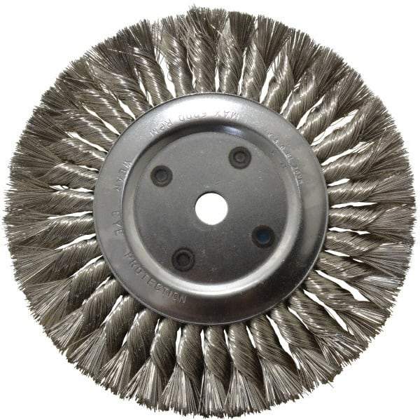 Anderson - 8" OD, 5/8" Arbor Hole, Knotted Stainless Steel Wheel Brush - 5/8" Face Width, 1-3/4" Trim Length, 0.012" Filament Diam, 6,000 RPM - Exact Tool & Supply