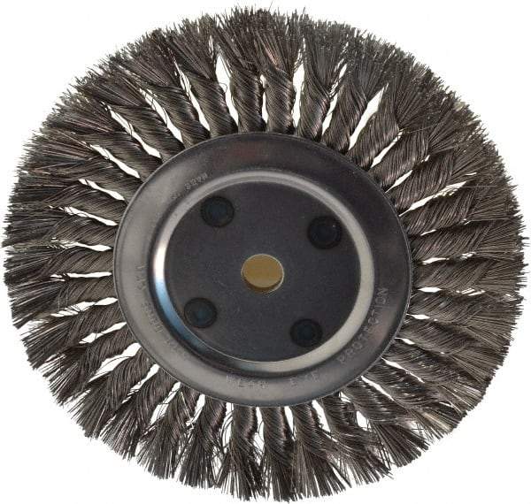 Anderson - 8" OD, 5/8" Arbor Hole, Knotted Stainless Steel Wheel Brush - 5/8" Face Width, 1-3/4" Trim Length, 0.016" Filament Diam, 6,000 RPM - Exact Tool & Supply