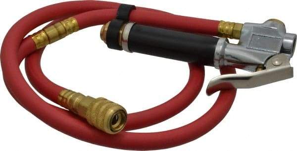 Acme - 120 Max psi Open Check Zinc Inflator Gauge - Lock On Chuck, 1/4 FPT, 10 to 120 psi Pressure Range - Exact Tool & Supply