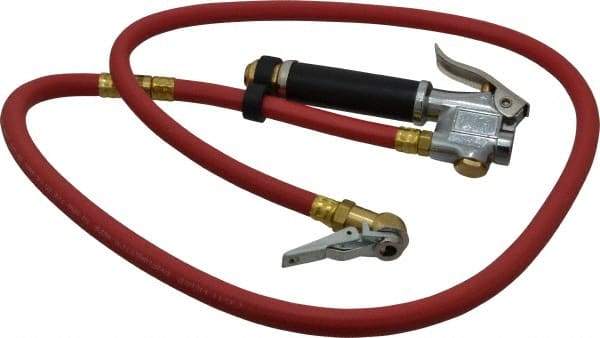 Acme - 120 Max psi Open Check Zinc Inflator Gauge - Ball Foot with Clip Chuck, 1/4 FPT, 10 to 120 psi Pressure Range - Exact Tool & Supply