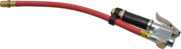 Acme - 90 Max psi Open Check Zinc Inflator Gauge - Straight Push On Chuck, 1/4 FPT, 10 to 90 psi Pressure Range - Exact Tool & Supply