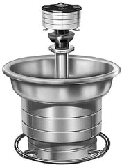 Bradley - Circular, Foot-Controlled, External Drain, 54" Diam, 4 Person Capacity, Stainless Steel, Wash Fountain - 5 GPM, 9" Bowl Depth, 28" High, 304 Material Grade - Exact Tool & Supply