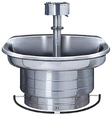 Bradley - Semi-Circular, Foot-Controlled, External Drain, 54" Diam, 4 Person Capacity, Stainless Steel, Wash Fountain - 3 GPM, 9" Bowl Depth, 28" High, 304 Material Grade - Exact Tool & Supply