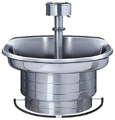 Bradley - Circular, Foot-Controlled, Internal Drain, 54" Diam, 4 Person Capacity, Stainless Steel, Wash Fountain - 5 GPM, 9" Bowl Depth, 28" High, 304 Material Grade - Exact Tool & Supply