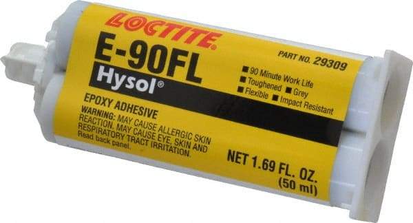 Loctite - 50 mL Cartridge Two Part Epoxy - 90 min Working Time, 3,130 psi Shear Strength, Series E-90FL - Exact Tool & Supply