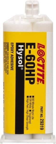 Loctite - 50 mL Cartridge Two Part Epoxy - 60 min Working Time, 4,340 psi Shear Strength, Series E-60HP - Exact Tool & Supply