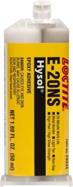 Loctite - 50 mL Cartridge Two Part Epoxy - 20 min Working Time, 2,790 psi Shear Strength, Series E-20NS - Exact Tool & Supply