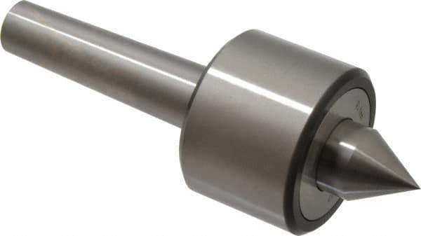 Riten - MT3 Taper Shank, 2-3/8" Head Diam 4,480 Lb Capacity Live Center - 4,000 Max RPM, 1-3/4" Head Length, 1" Point Diam, 1-1/4" Point Len, 1,100 Lb Max Workpc, 6-7/16" OAL, 1-1/4" Long Tip, Standard Point - Exact Tool & Supply
