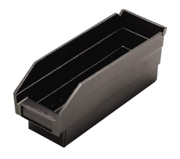 Quantum Storage - 11-5/8" Deep, Black Polypropylene Hopper Shelf Bin - 4" High x 4-1/8" Wide x 11-5/8" Long - Exact Tool & Supply