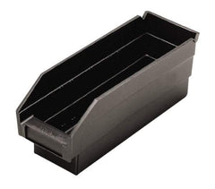 Quantum Storage - 11-5/8" Deep, Black Polypropylene Hopper Shelf Bin - 4" High x 4-1/8" Wide x 11-5/8" Long - Exact Tool & Supply