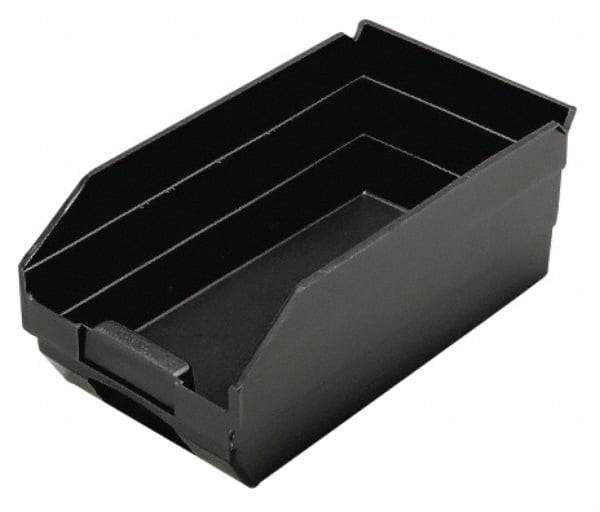 Quantum Storage - 11-5/8" Deep, Black Polypropylene Hopper Shelf Bin - 4" High x 6-5/8" Wide x 11-5/8" Long - Exact Tool & Supply