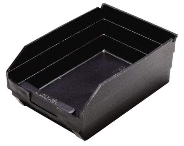 Quantum Storage - 11-5/8" Deep, Black Polypropylene Hopper Shelf Bin - 4" High x 8-3/8" Wide x 11-5/8" Long - Exact Tool & Supply